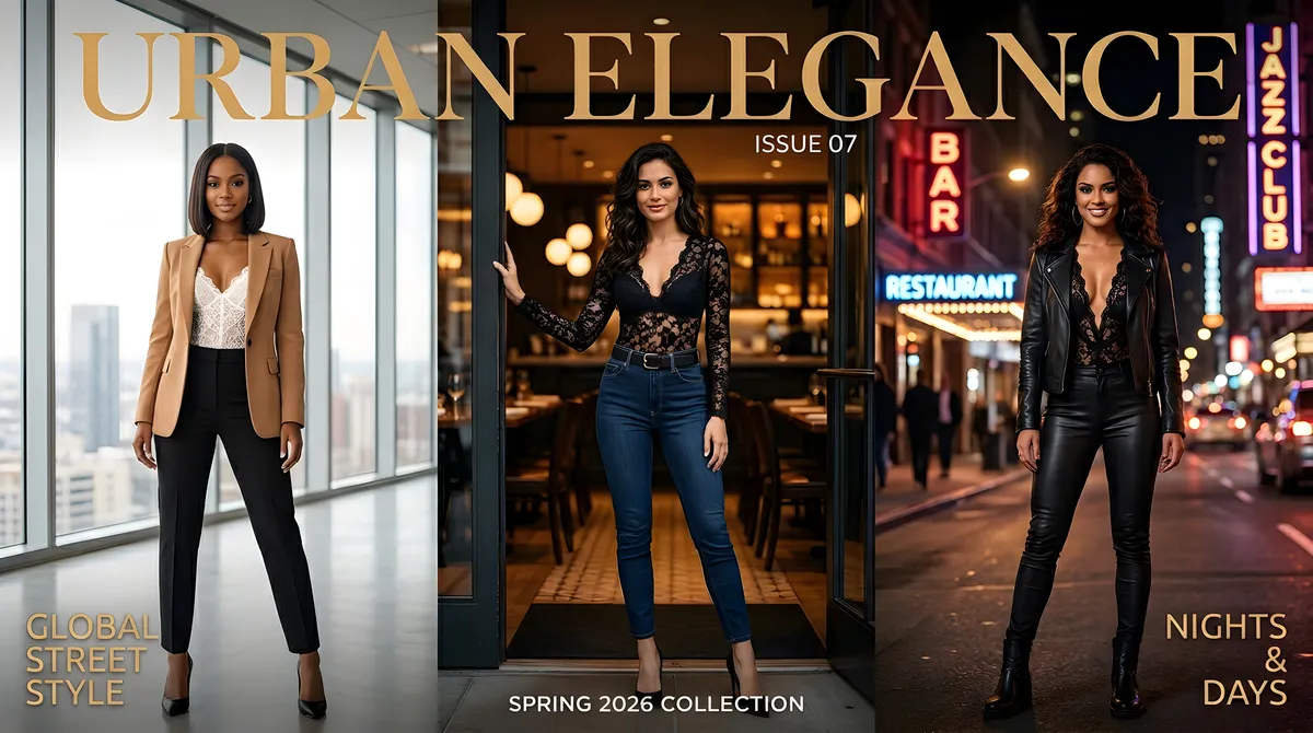 Three women wearing different lace bodysuit outfits for office date night and night out